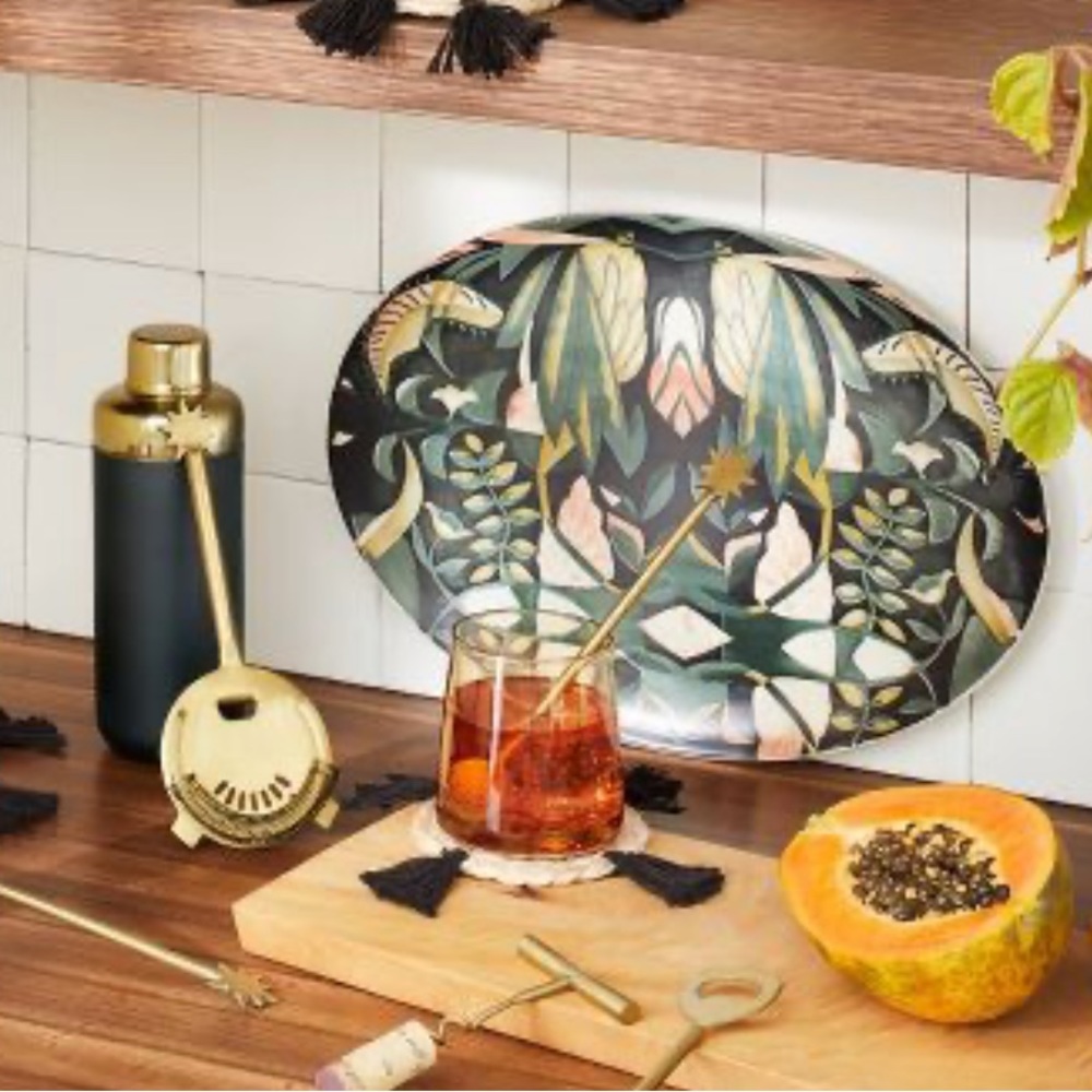 Tropical-Print Oval Stoneware Serving Platter - Opalhouse designed by Junglow
